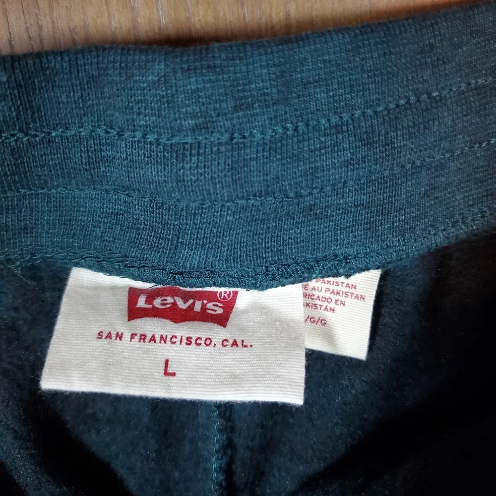 Levi's Men's‎ Heavyweight Size Large Green/Black Sweatpants Drawstring Pockets